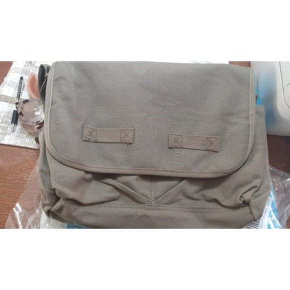 Heavyweight Canvas Classic Messenger Bag With Military Stencil Classic Vintage Messenger Bag - Original Heavyweight Cotton Canvas